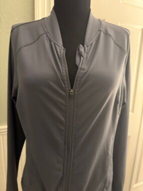 Yogalicious Dusty Blue Zip-Up Bomber Jacket